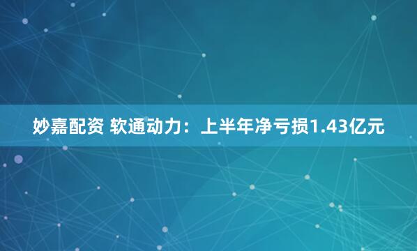 妙嘉配资 软通动力：上半年净亏损1.43亿元
