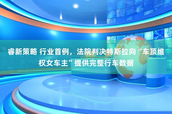 睿新策略 行业首例，法院判决特斯拉向“车顶维权女车主”提供完整行车数据